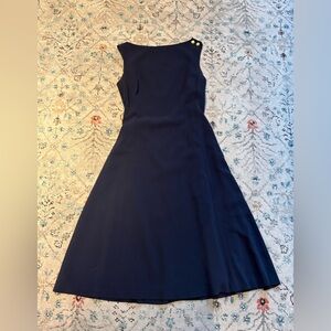 Ralph Lauren Navy Midi Dress with Gold Accents